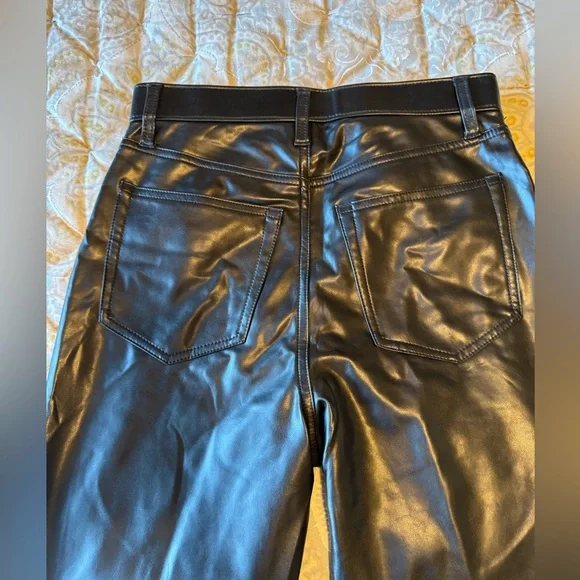 Abercrombie & Fitch, black faux, leather, 90s straight ultra high rise, sz 8 - Picture 4 of 4